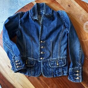 Ralph‎ Lauren Kids Denim Military Jacket Blazer Size 6 Gold Buttons Preppy